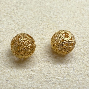 1 st 18 kt massief gouden spiraalkralen, massief gouden ronde kraal, wervelende kogelspiraalkralen, vintage gouden kraal, holle afstandskraal voor armband 4 mm