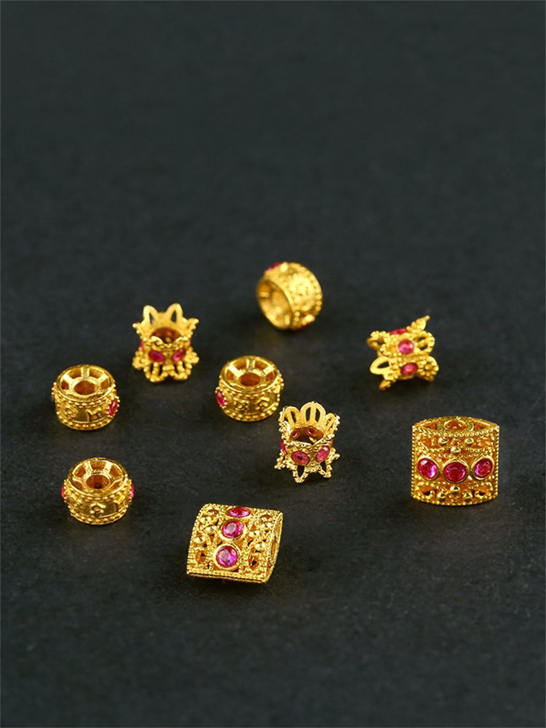 1pc 18K Solid Gold Om Mantra Beads, Solid Gold Mala Bead, Buddhism Bead, Tibetan Beads, Vintage