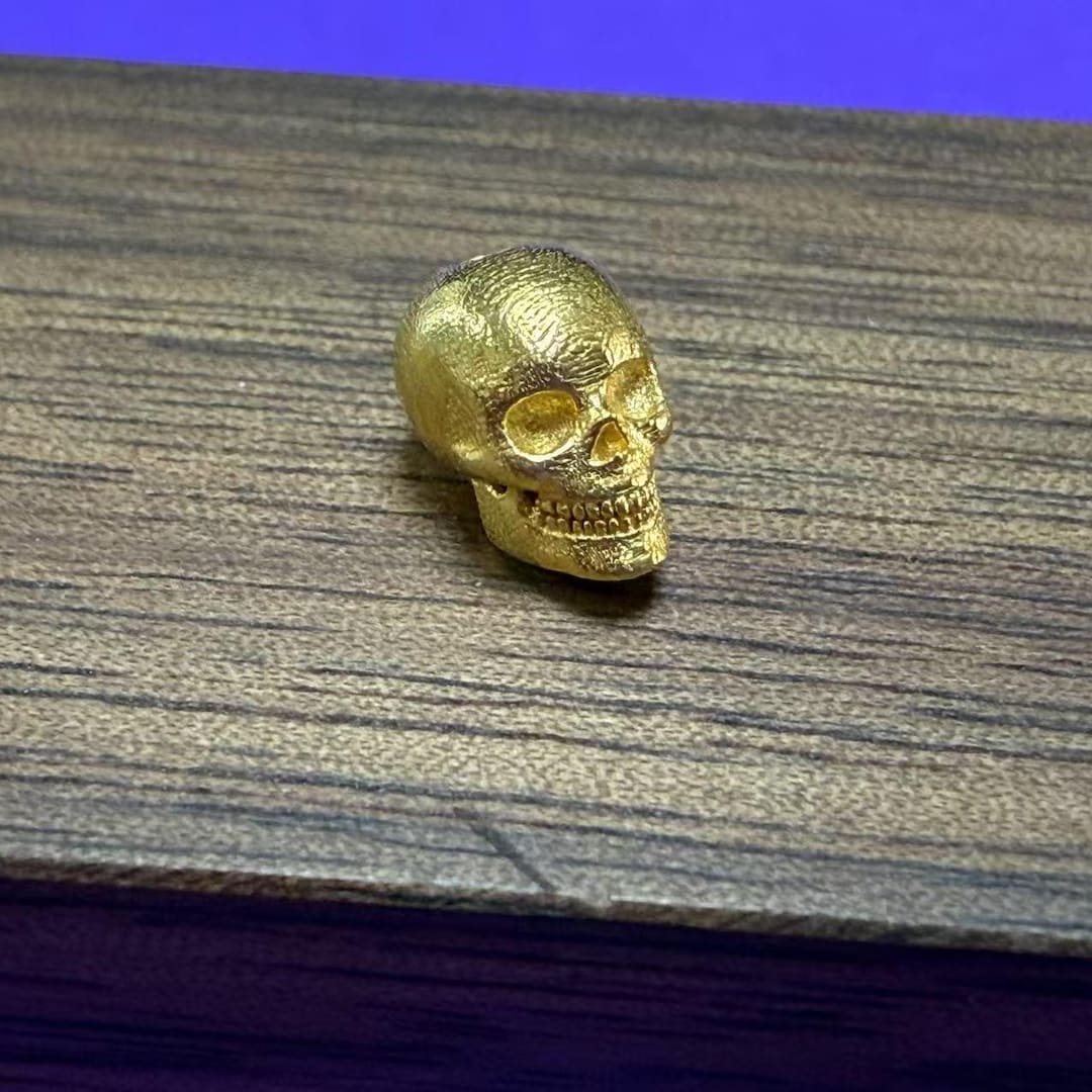 18K Solid Gold Skull Bead, Gothic Punk Bracelet Necklace Spacer - Etsy