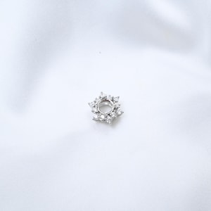 Montature per anello a forma di fiocco di neve in argento sterling, testa rotonda, montatura a filo, anello solitario, montatura regolabile senza pietra 4 mm 5 mm