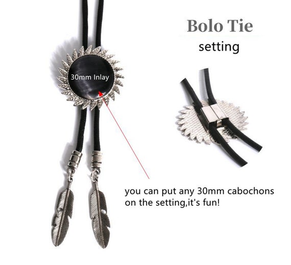 Bolo Settings Bolo Tie Diy Supplies, Round Inlay 30mm Bolo Tie Wedding  Necklace for Men Women Groomsmen Bridegroom, DIY Gift for Him/her, 