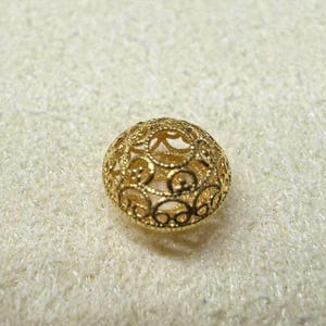 1 Stück 18K Solid Gold Laterne Perlen, Solid Gold Kürbis Perle, Facettierte Perle, Gewellte Perlen, Vintage Gold Perle, Flache Runde Spacer für Armband