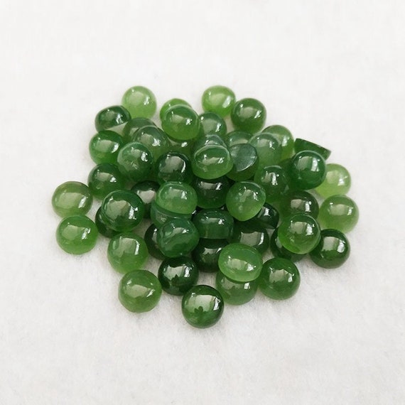 Nephrite Jade Round Cabochon, Green Loose Stone (2mm-12mm)