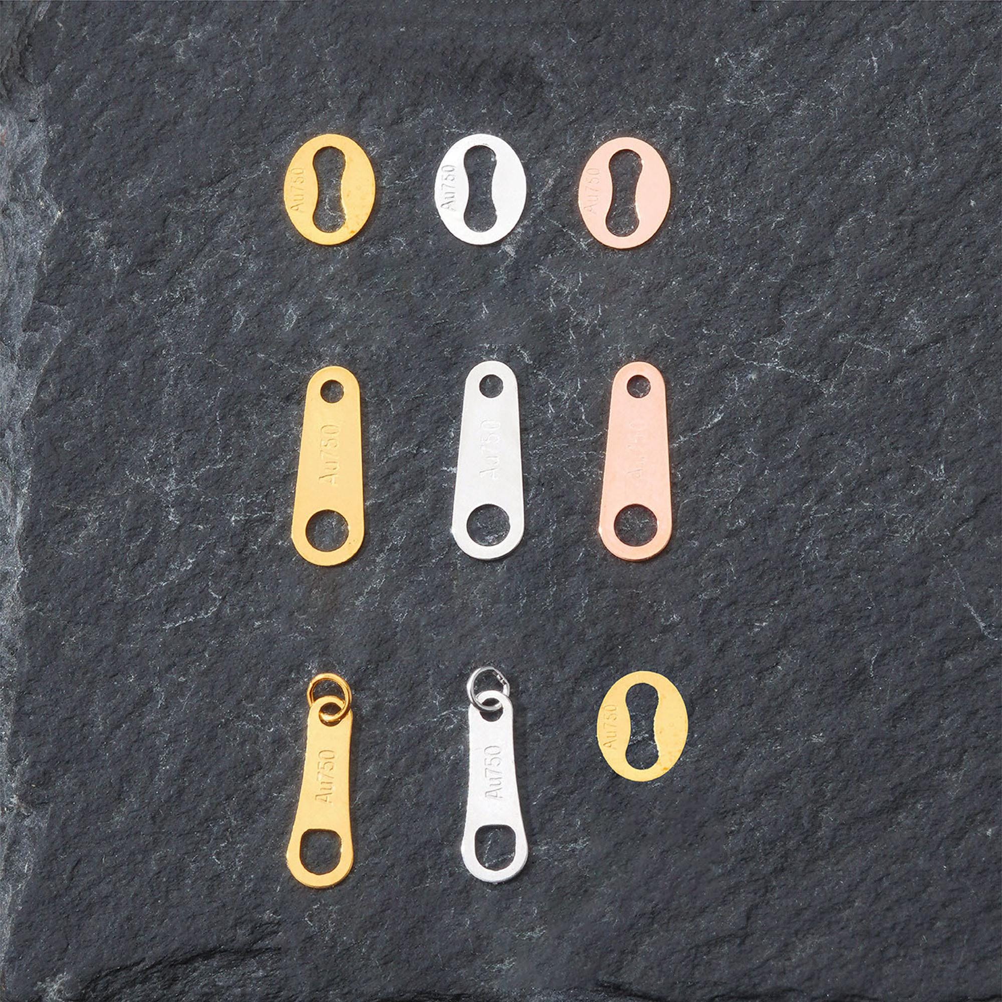 18K Solid Gold Oval Tag Connector, Extender Chain End, AU750 - Etsy