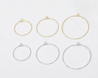 14K Gold Plated Round Circle Charm Pendent, Openable Copper Charm, Geometric Ring Loop Hoop Charms , Charms In Bulk  20mm 25mm 30mm