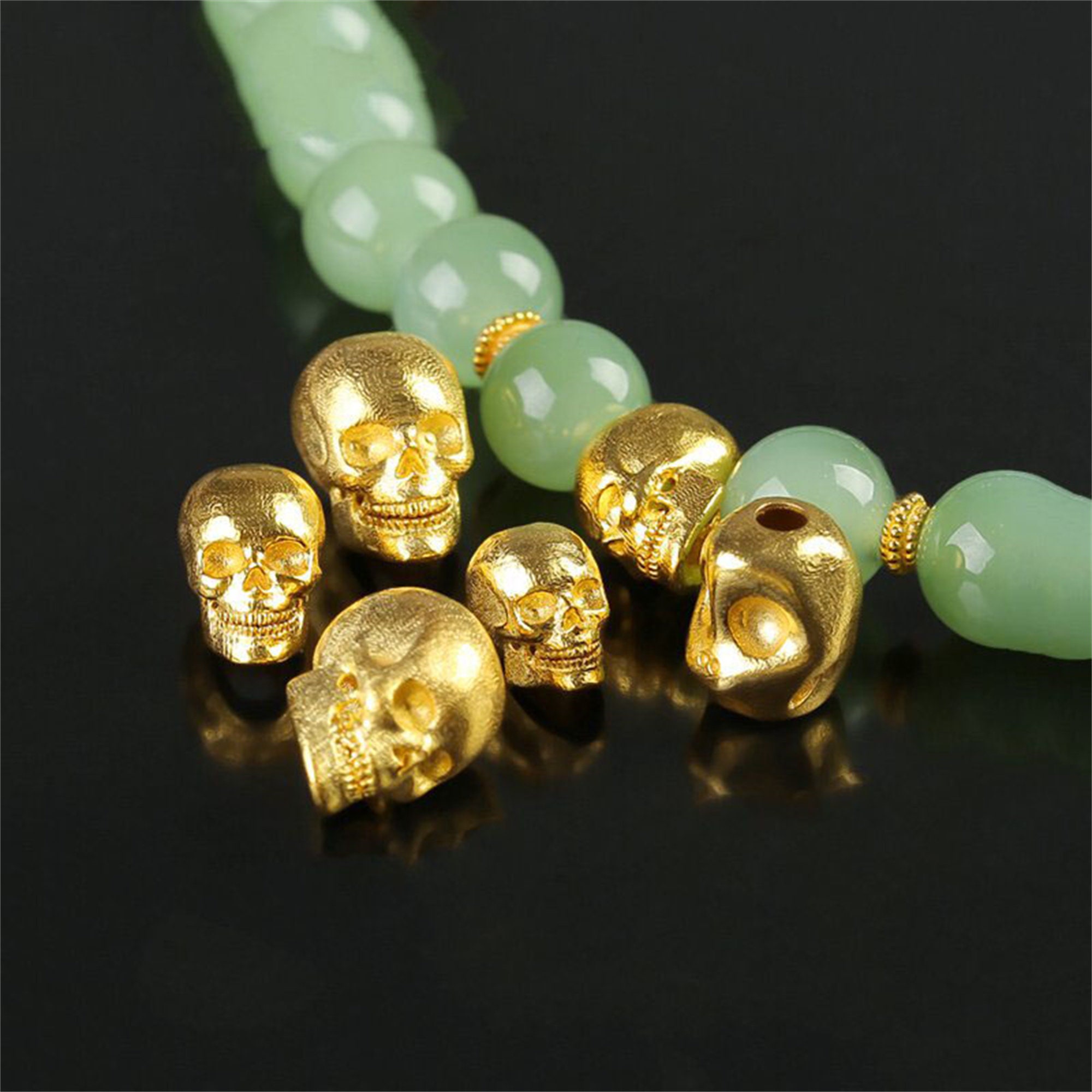 Beebeecraft 10Pcs Skull Beads – 18K Gold Plated Skeleton Spacer Beads For DIY Jewelry - View #8