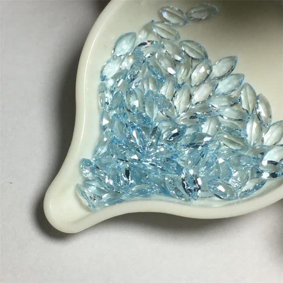 Natural London Blue Topaz Marquise Cabochon, Marquise Cut Cabs Gemstone,Faceted Loose Stone for Jewelry Making, December Birthstone 3*6mm