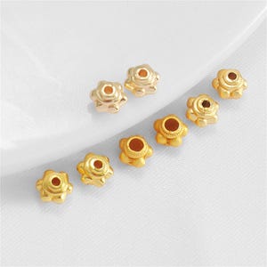 18K Vintage Matte Gold Plated UFO Flower Spacer Bead,  4mm*5mm Bead, Threaded Spacer Bead, Loose Bead, Necklace Bead, Bracelet Bead