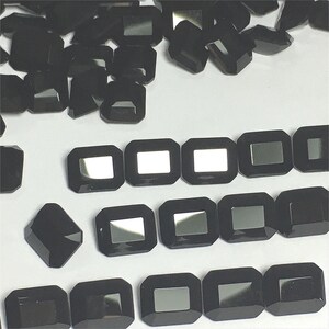 Natural Black Agate Octagon Cabochon, January Birthstone, Radiant Cut Loose Stone, Faceted Gems for Jewelry Making, Octagon Flatback 9*11mm