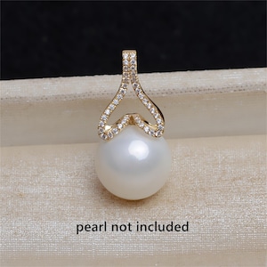 AU750 18K Solid Gold Mermaid Pendant Setting w/ Cup Peg for Half Drilled Pearl, Gold Yellow Gold Fish Tail Pendant Base, Pendant Blank Tray