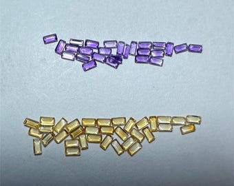 Gelber Quarz Rechteck Cabochon, Baguette Schritt Schnitt lila Amethyst Flatback loser Stein, Rechteck Edelstein für die Schmuckherstellung 1.5 * 3 mm