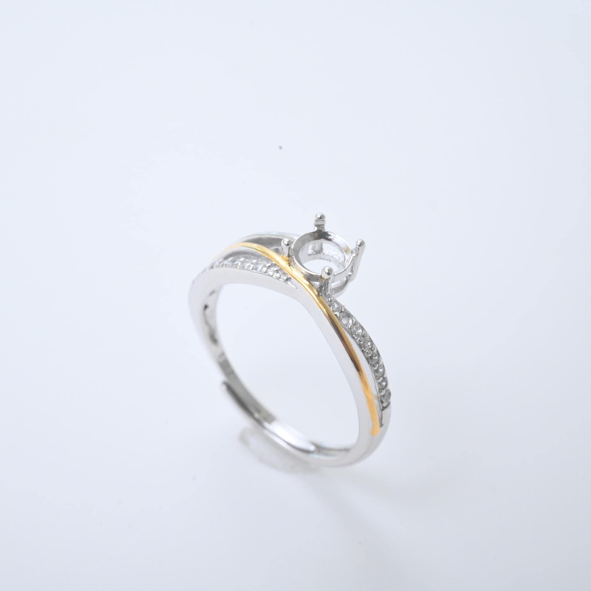 Delicate Setting Sterling Silver Delicate Ring Settings, 925 Silver Round Ring Head ...