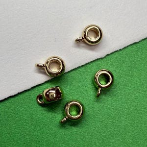 14K Gold Plated Copper Donut Bead with Loop, CZ zircon Wheel Bail Bead, Flat Round Bead, Necklace Bead, Bracelet Bead, Jewelry Accessories