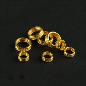 1 pièce spirale en or massif 18 carats, perle poney en or massif, perle câblée, perle spiralée, perle tourbillon, grand trou d'espacement pour collier bracelet