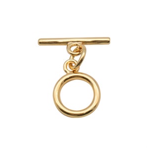 Gold Plated Copper Round Toggle Clasp, Gold Tone Ring Clap, Circle Toggle Set, Round Toggld Clasp for Necklace & Bracelet