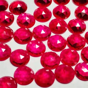 Synthetic Red Ruby Round Cabochon, Round Flatback, Corundum Gemstones, Rose Cut Loose Stone, Red Corundum Cabs For Jewelry Making 8mm