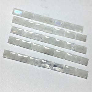 Blaues Sodalith Rechteck Cabochon, Rosa Opal Geburtsstein, Baguette Schritt Schnitt Grüner Jaspis Loser Stein, facettierter Blauer Mondstein für Schmuck 3 * 5 mm