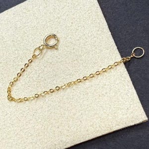AU750 18K Solid Gold Cable Extender Chain, Solid Yellow Gold Chain Extension with Spring Ring Clasp, Necklace Extension Chain 50mm