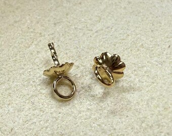 14k Gold Filled Flower Bead Cap with Screw Peg, Pearl Jewelry Finding