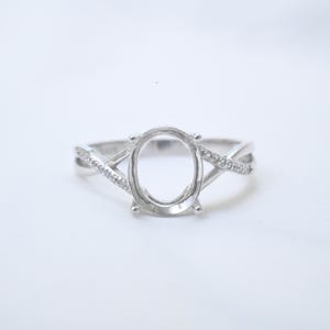 Cadre de bague halo en argent sterling, tête de bague ovale en argent s925, cadre de bague quatre griffes avec griffe, anneau fermé 5 x 7 mm 6 x 8 mm 8 x 10 mm