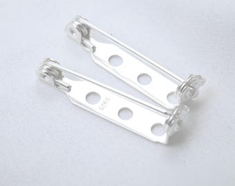 安全ピン 30個 シルバーカラー ブローチピン フラットパッド付き