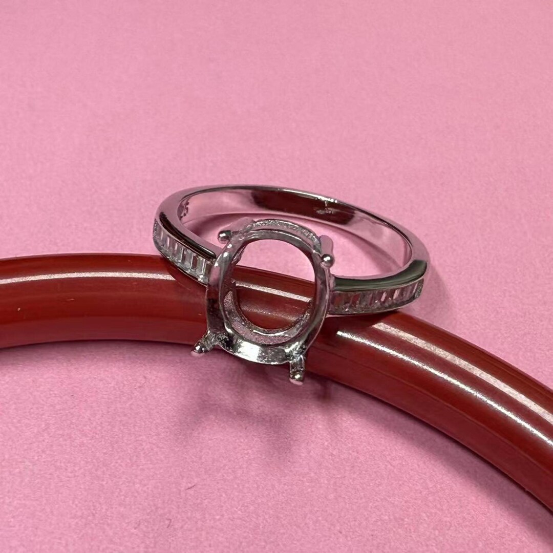 Sterling Silver Oval Ring Settings, Oval Ring Head, Four Prong Ring ...