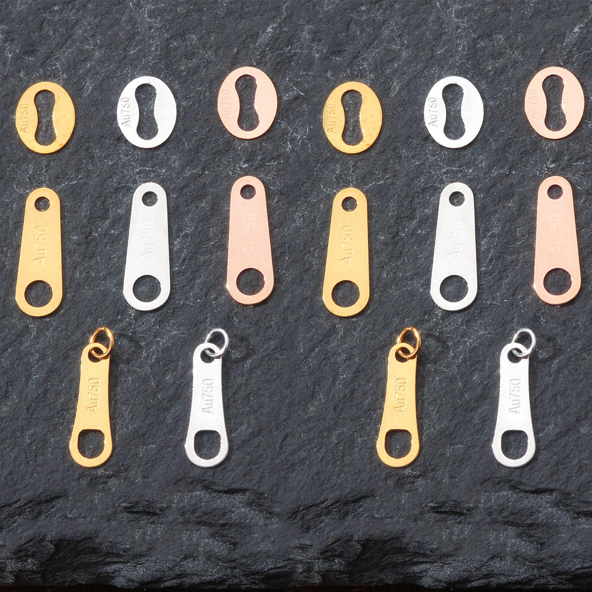 アクセサリー a 18K Solid Gold Oval Tag Connector, Extender Chain End, AU750 - Etsy