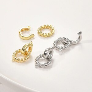 14K Gold Plated Copper Clasp, Round Push Gate Bracelet Clasp, Hinged Twist Connector Charm