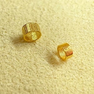18K Solid Gold Pony Bead, Solid Gold Short Tube Bead, Plain Bead, Large Hole Bead, Cylinder Bead, Ring Bead Spacer for Bracelet & Necklace