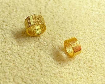 18K Solid Gold Pony Bead, Solid Gold Short Tube Bead, Plain Bead, Large Hole Bead, Cylinder Bead, Ring Bead Spacer for Bracelet & Necklace