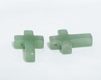 Gemstone Cross Bead, Jesus Cross Bead, Christian Bead, Religious Bead, Spacer Bead,Bracelet Necklace Bead,Pink Quartz Bead,Green Jasper Bead