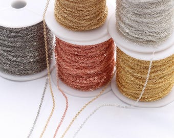 Chaînes en O en cuivre plaqué or 14 carats, chaînes torsadées dorées pour la fabrication de colliers et bracelets, chaînes torsadées en vrac 1,2 mm 1,6 mm