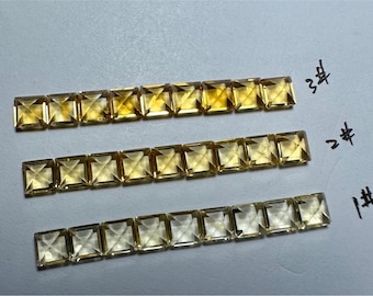 Gelb Quarz Quadrat Cabochon, Smaragd Schnitt Gelb Flatback lose Stein, Quadrat Flatback Edelstein für die Schmuckherstellung Lieferungen 4 * 4 mm