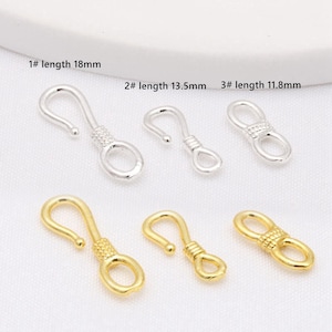 14K Gold Plated Fish Hook Clasp, Gold Tone Hook and Eye Clasp,  Bracelet Clasp, Jewelry Clasp, Chain Connector, DIY Jewelry