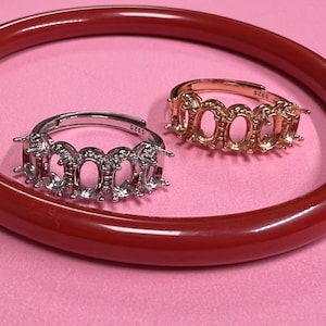 Ringrohlinge aus Silber 925, Ringkopf 925 Silber, ovale Ringschiene mit Kralle, Ringkopf 4*6 mm
