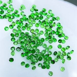 5pcs Tsavorite Garnet Green Faceted Gemstone, Round Brilliant Cut Cabochon, Loose Gemstone, January Birthstone, Green Garnet for Jewelry 1mm