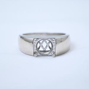 Sterling Silver Cathedral Ring Settings, s925 Silver Round Ring Head, Four Prong Ring Setting w/Claw, Wide Band Ring, Men Ring, Closed Ring