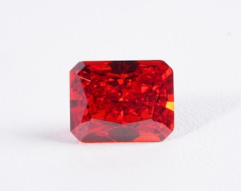 Orange Radiant Cut Cubic Zirconia, Rectangular Loose Stone (7x9mm)