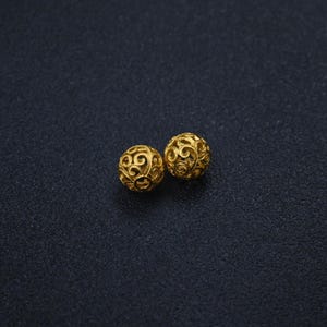 18K Solid Gold Spiral Bead, Phoenix Tail Hohl Spacer (4 mm 6 mm 8 mm)