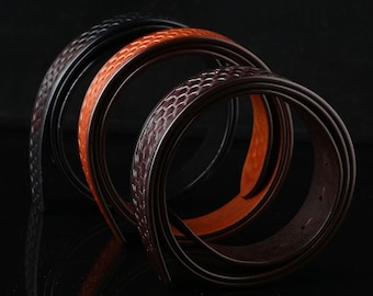 Men Belt Strap without Buckle, PU Armour Pattern Replacement Leather Belt Strap, Clothing Accessories 51 inches 49 inches