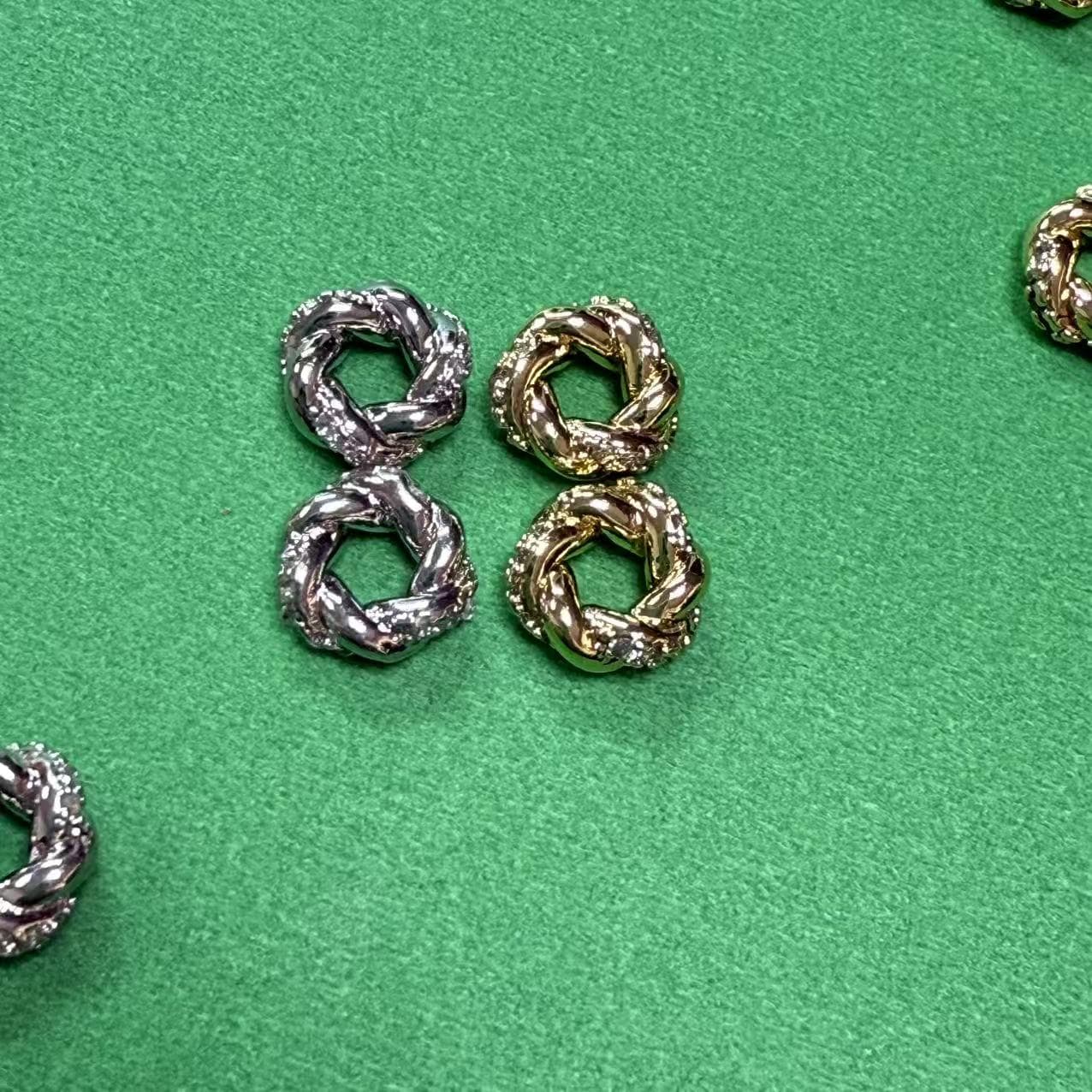 14k Gold Plated Twist Bead, Gold Tone Zircon Circle Bead, Twist Ring Bead, Round Bead, Flat Round Bead, Spacer Bead, Twist Bead for Bracelet