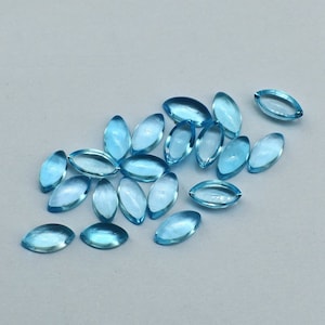 Natural Swiss Blue Topaz Marquise Cabochon, Marquise Cut Cabs Gemstone, 3A Grade Quality Loose Stone for Jewelry, December Birthstone 3*6mm