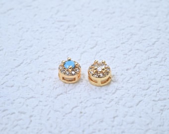 14K Gold Plated CZ Flower Bead, Floral Bead, Blossom Bead, Blooming Bead, Birthstone Bead, Vibrant Bead, Flat Round Bead, Bracelet Spacer