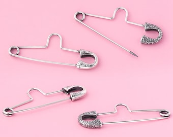 Sterling Silver Spiral Brooch Pin Charm, Pin Brooch Pendant, Coat Pin Earring, Sweater Pin Necklace, Shawl Pin Bracelet, Pin Jewelry Charms