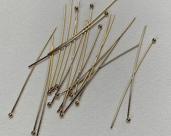 Alfileres de cabeza esférica chapados en oro de 14 quilates para la fabricación de joyas (10 unidades)