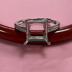 Sterlingzilveren ringinstellingen, 925 zilveren vierkante ringkop, ring met vier tanden en klauw, vierkante ringring, ringbasis 8 mm 9 mm 10 mm