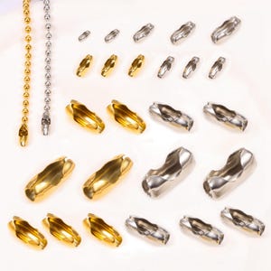 100pcs Stainless Steel Ball Chain Connector, Ball Chain Clasp, Steel Bead Chain Connector, Bead Chain Clasp 1.5mm 2mm 2.4mm 3mm 4mm 5mm 6mm