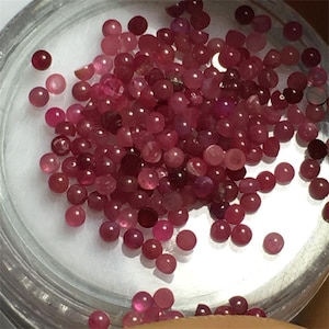 Natural Red Ruby Round Cabochon, Round Flatback, Corundum Gemstones, Round Smooth Loose Stone, Red Corundum Cabs For Jewelry Making 1.5mm