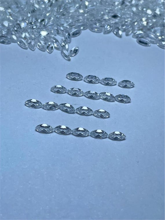 Buy Natural White Zircon Marquise Cabochon, Zirconia Flatback - Main Image