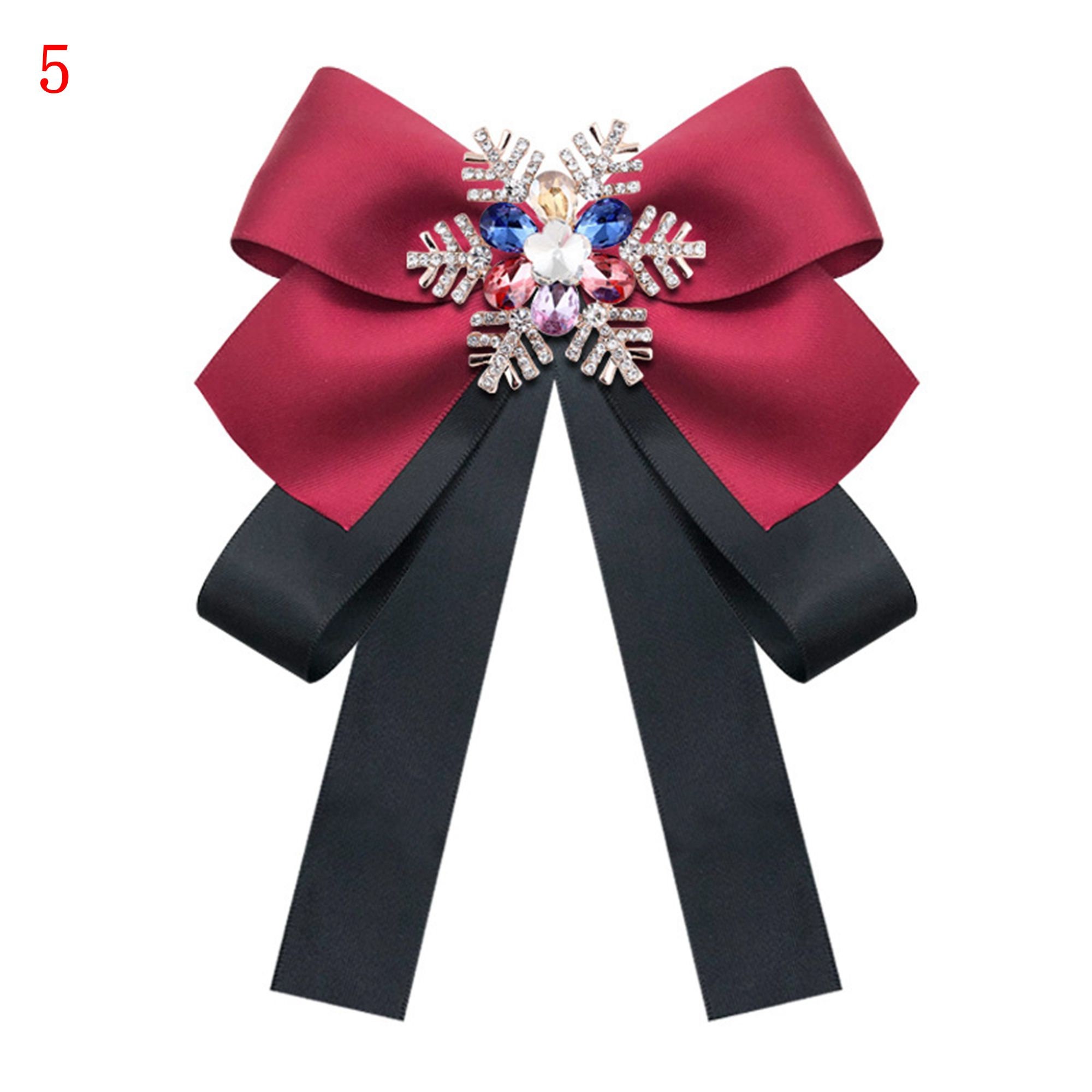 Snowflake Bow Tie Brooch Tie Pin Hand Made Ribbon Brooch With - Etsy
